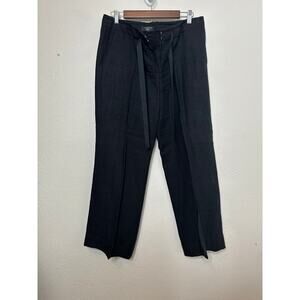 Talbots Woman's Petite Size Large Signature 100% Black Linen Trouser Pants